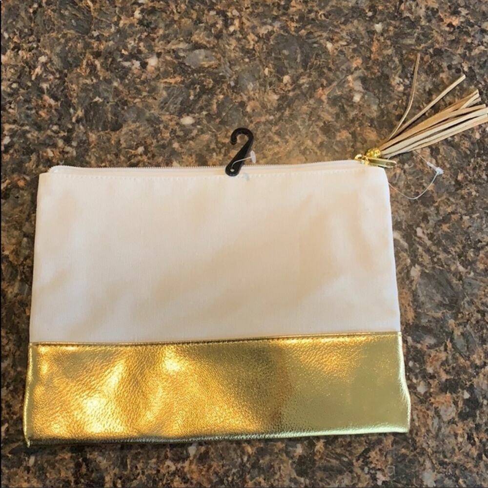 Ivory and Gold Cosmetic or Jewelry Bag